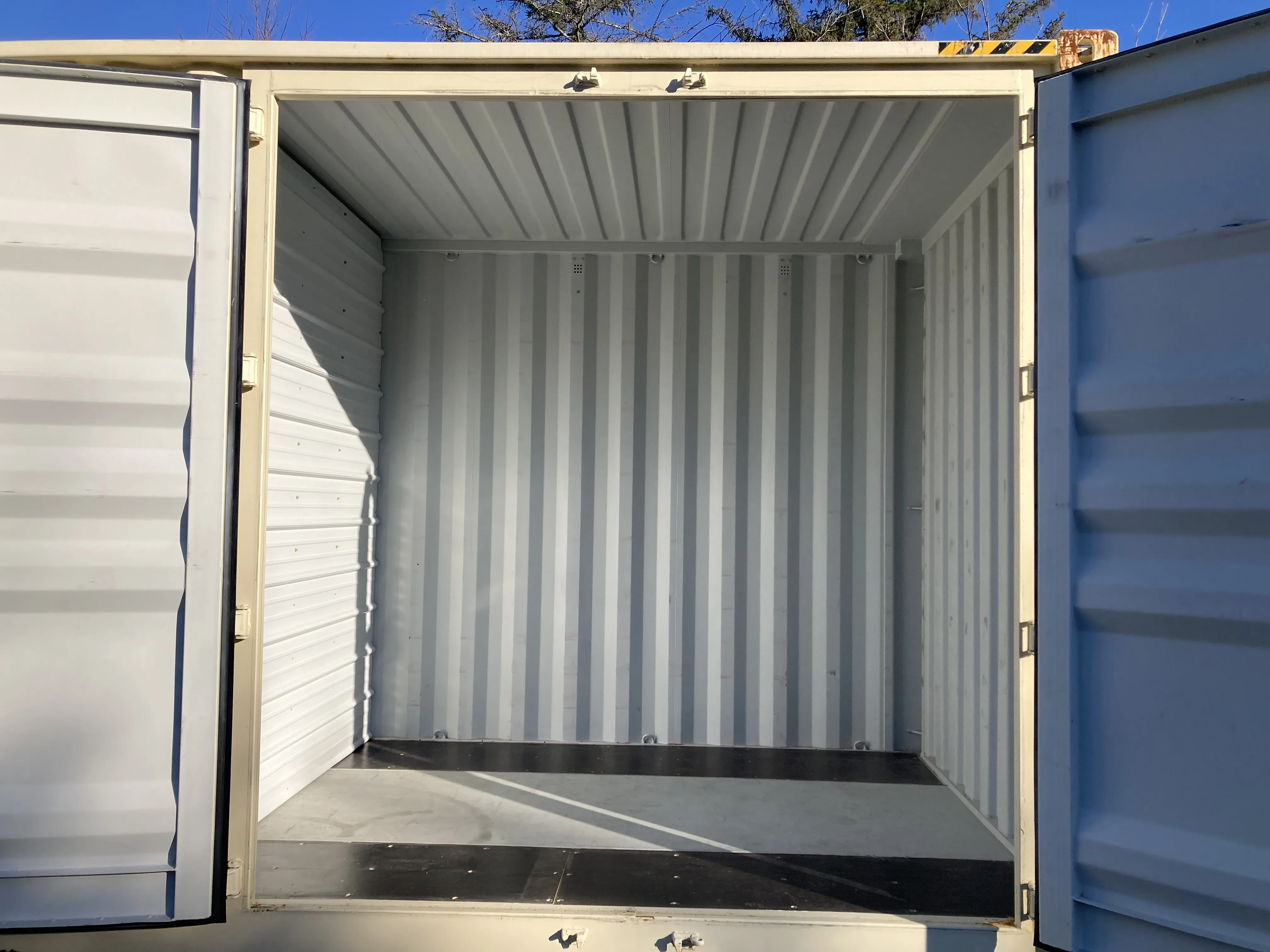 Looking inside empty storage unit.